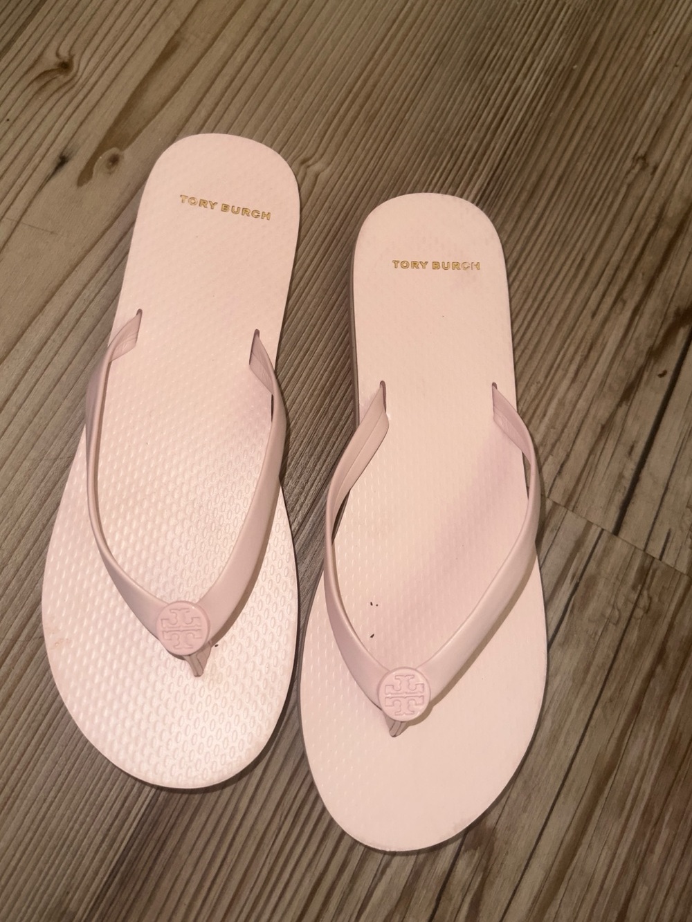 Tory Burch Pale Pink Logo Flip Flop Sandals